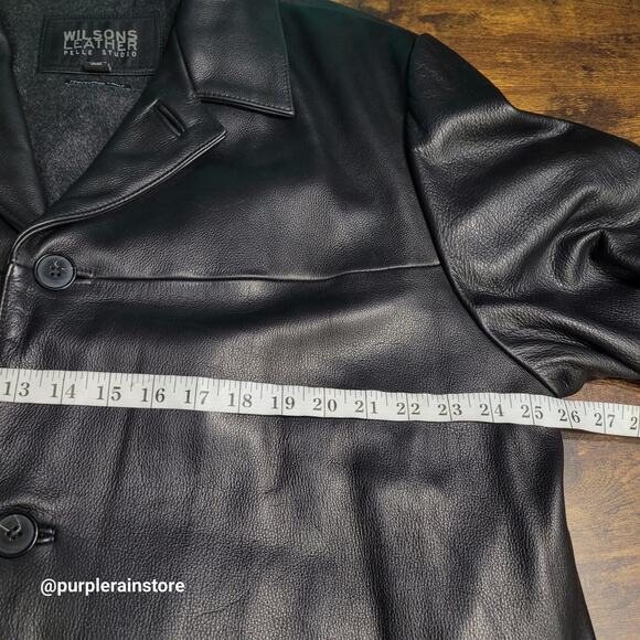 Vtg Wilsons Pelle Studio Pebbled Leather Trench Coat XL Thinsulate Lining Preppy - Picture 8 of 13